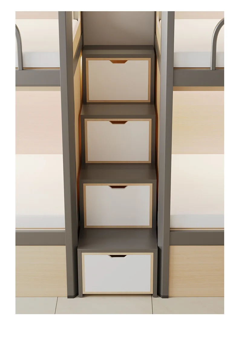 product free 3d design service apartment bed furniture double decker iron student dormitory bunk bed with two floors for metal school-10