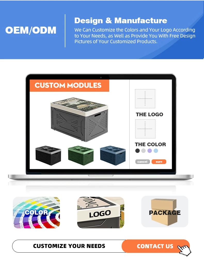 50l camping storage box collapsible trunk organizer foldable car storage box with handle-6