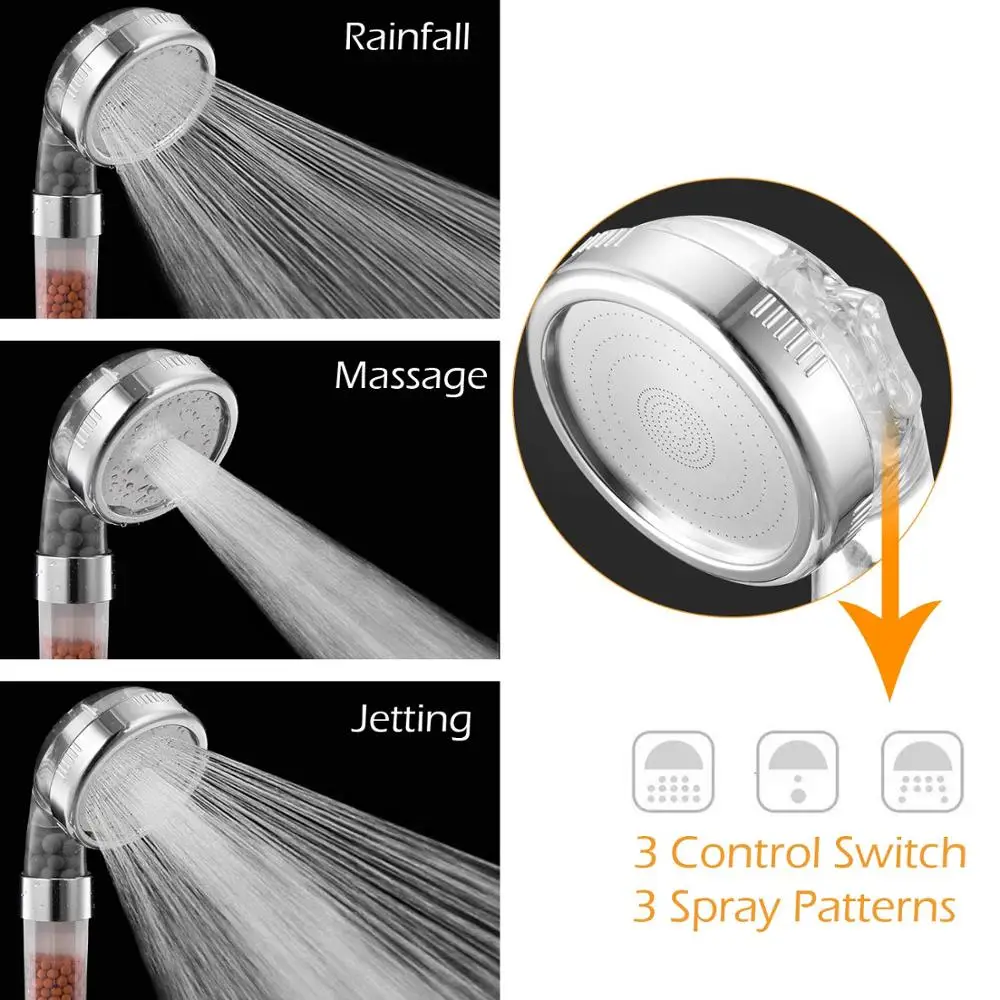 3 Models Filtered Handheld Shower Head Ionic Shower Head