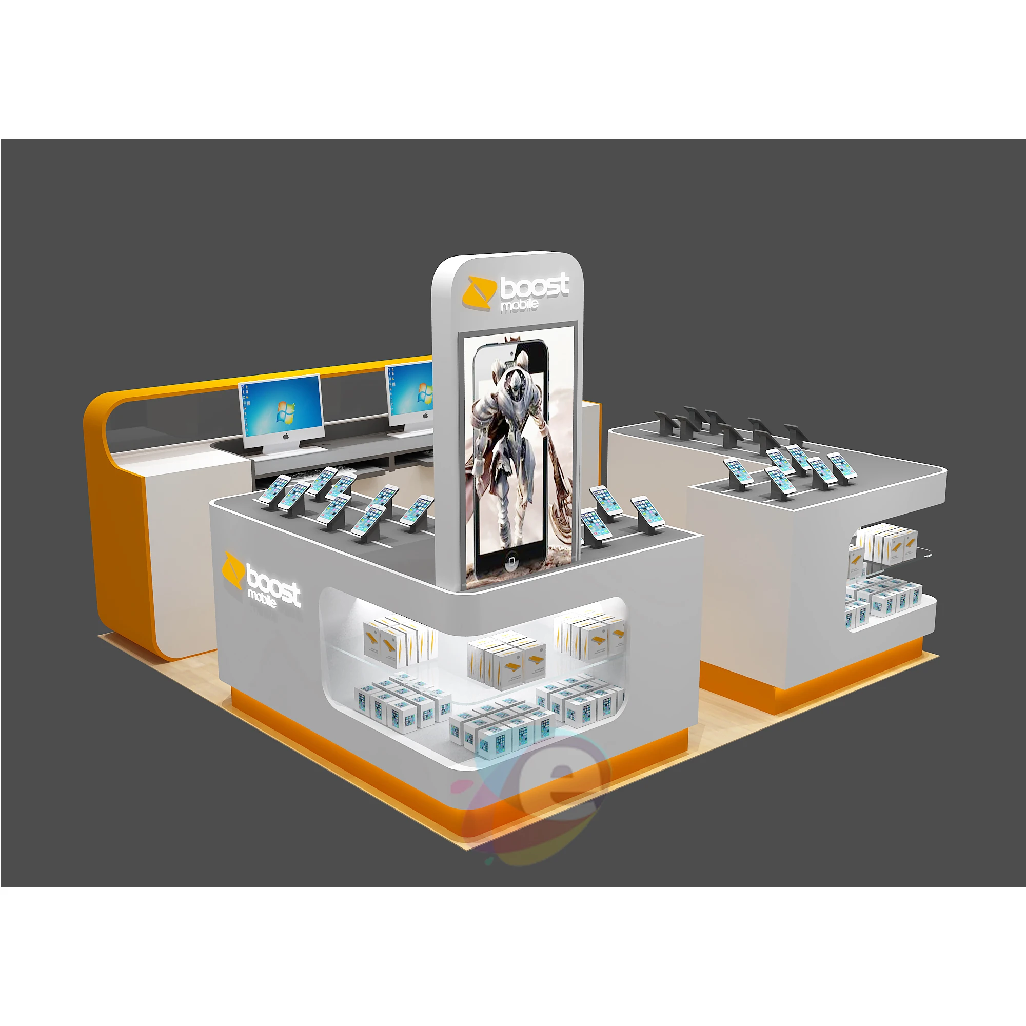 Customized Dubai Phone Store Design Lockable Glass Phone Display Cabinet With Led Light OEM