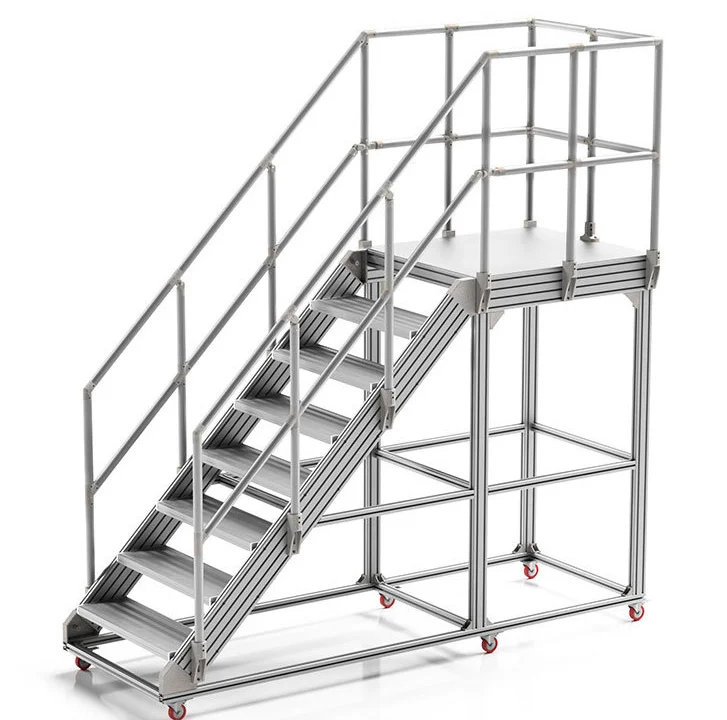 Heavy Duty Structural Aluminum Profile Platforms With Handrail On 3