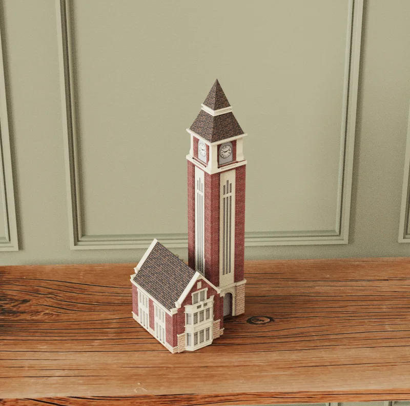 product custom miniature 3d architectural scale model souvenir miniature building house resin bell tower miniature building souvenir-4