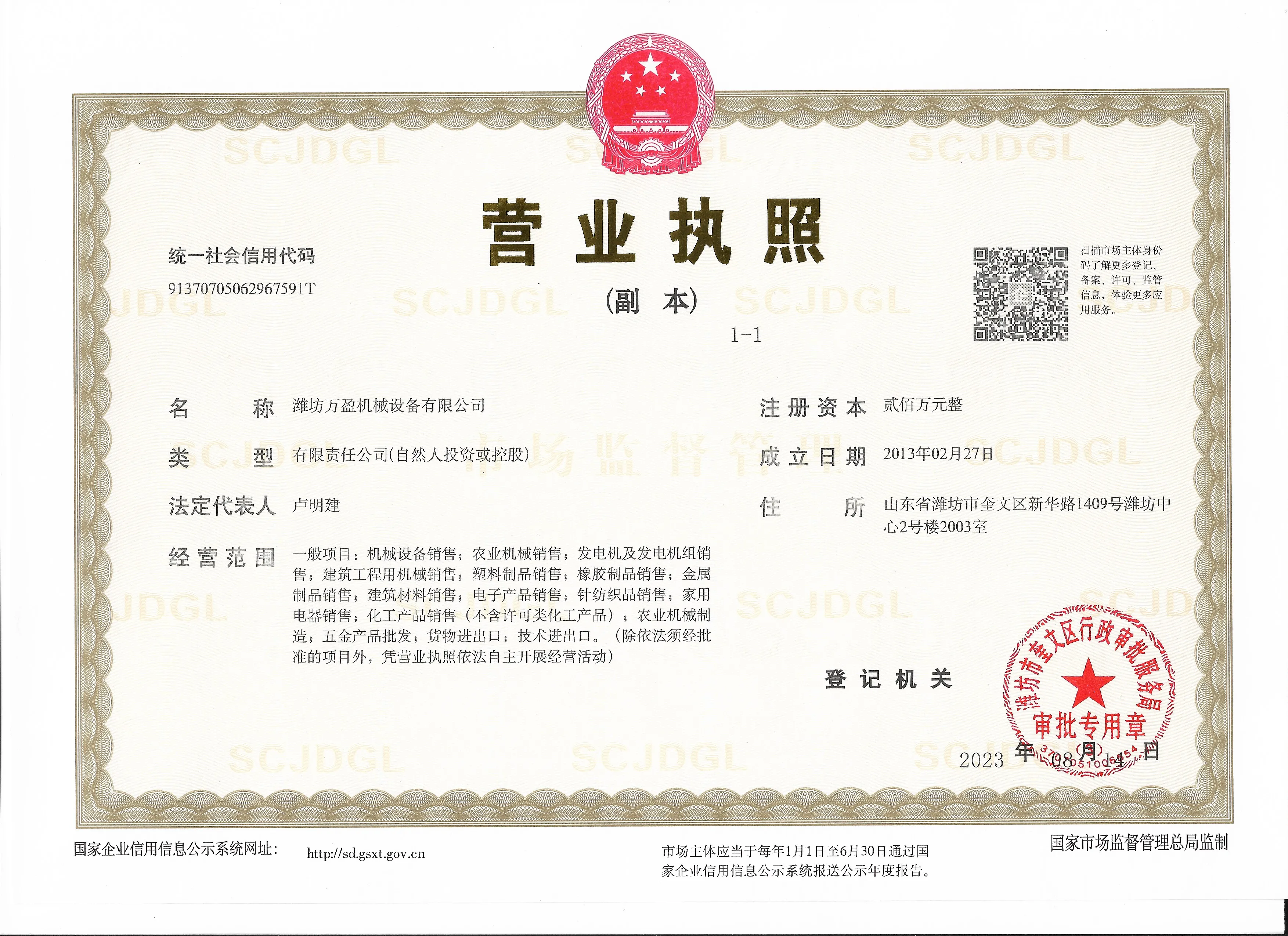 Company Overview Weifang Winner Machinery Equipment Co., Ltd.