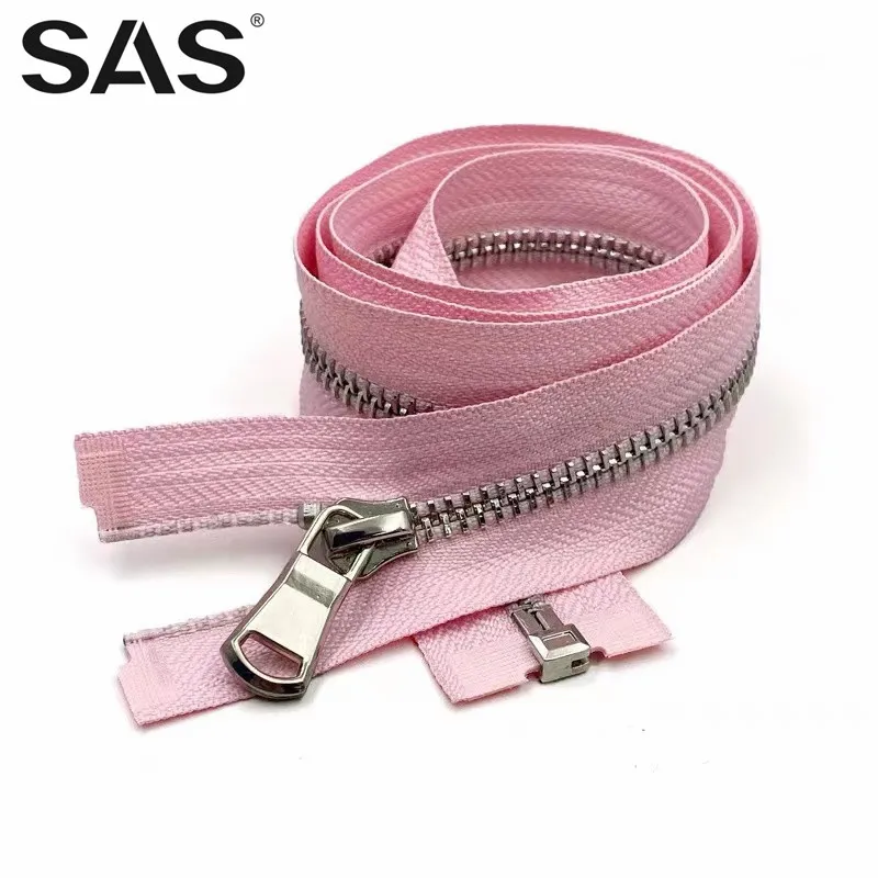 SAS Auto Lock Slider Zipper Different Color 15-80cm Metal Zippers for Bags Jackets Open-End Double Side Zipper
