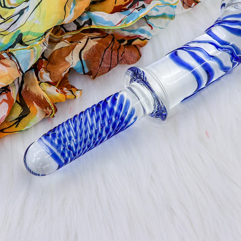 Big Simulation Dildo Blue Large Glass Anal Plug