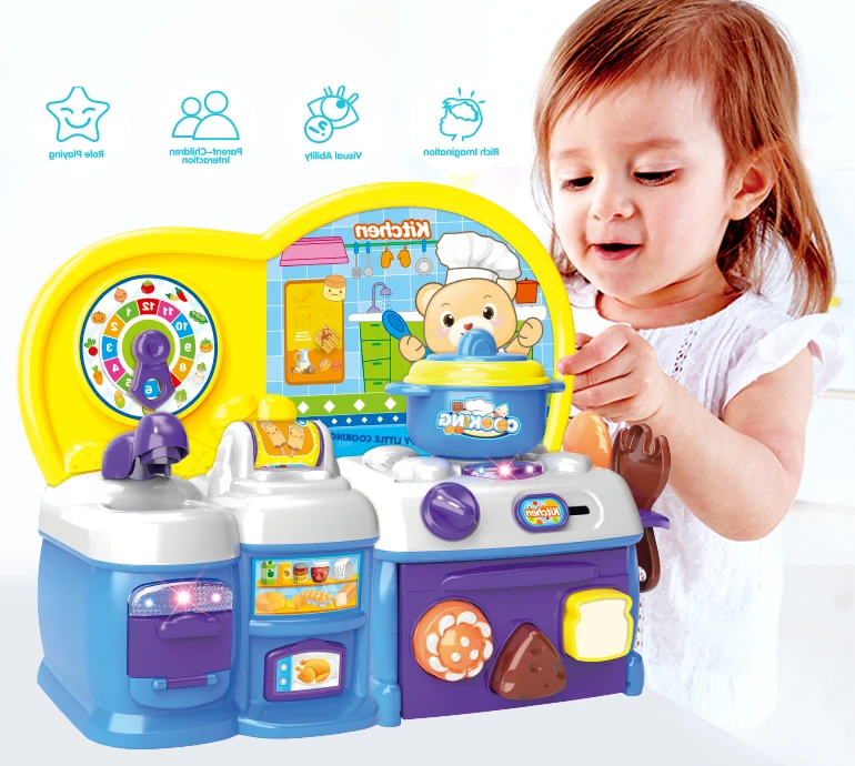 Educational Battery Control Lighting Kids Cooking Toys Kitchen Set Toy ...