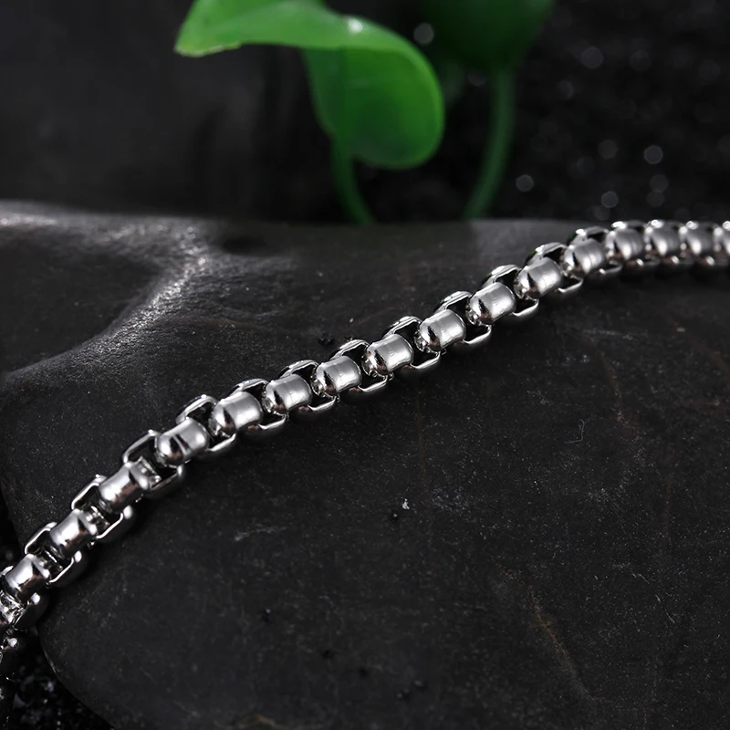 Kalen 4mm Custom Logo Design Box Chain Necklace Cadenas De Acero Inoxidable Por Mayor