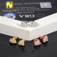 Hot Sale Heart Shape Iced Out Ear Studs 925 Sterling Silver VVS Moissanite Hip Hop Jewelry Stud Earring For Women