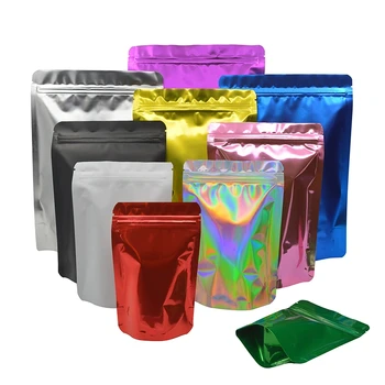 In Stock Multicolor Food Zip Lock Zipper Packaging customize  Ziplock Aluminum Foil Stand Up Pouch Bag