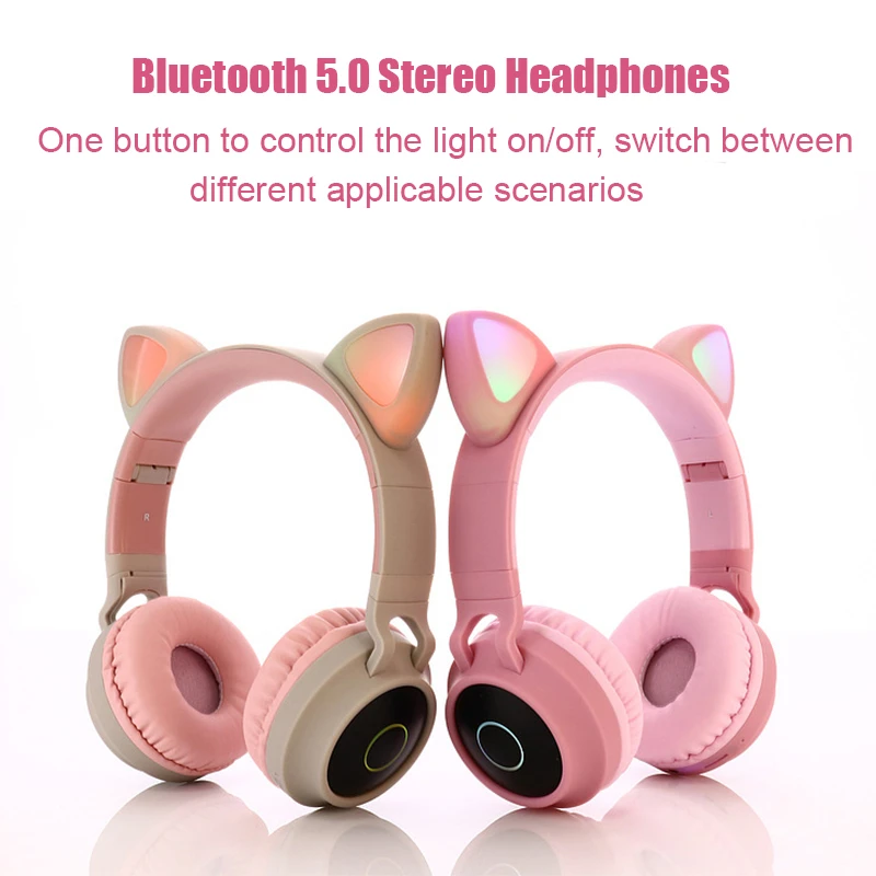 BT028C Get Free Product Sample Blueto Others Cute Cat Ear Wireless Music Voice Headset New Fashion Style Foldable Headphone