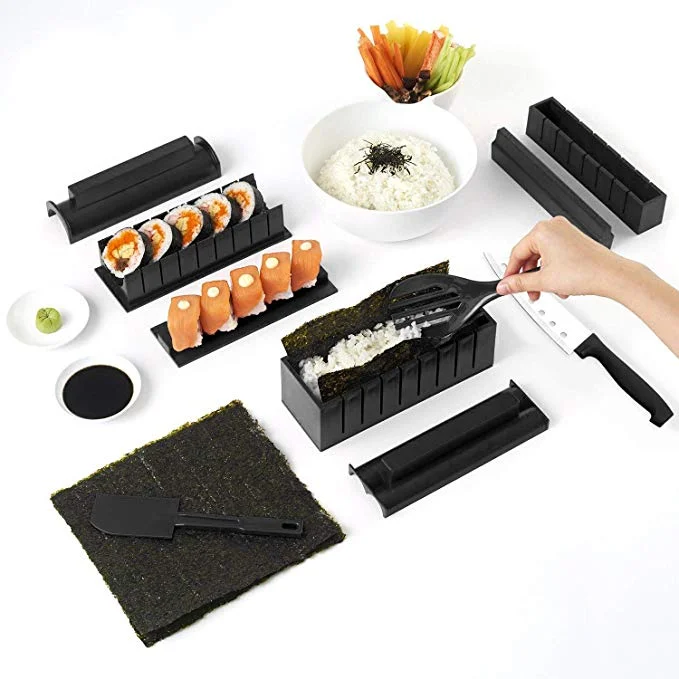 Sushi Making Kit for Beginners, Plastic Premium Tool Set, Sushi Rice Roll,  Mold Shapes,DIY Sushi Tool for Beginners, 10 Pcs