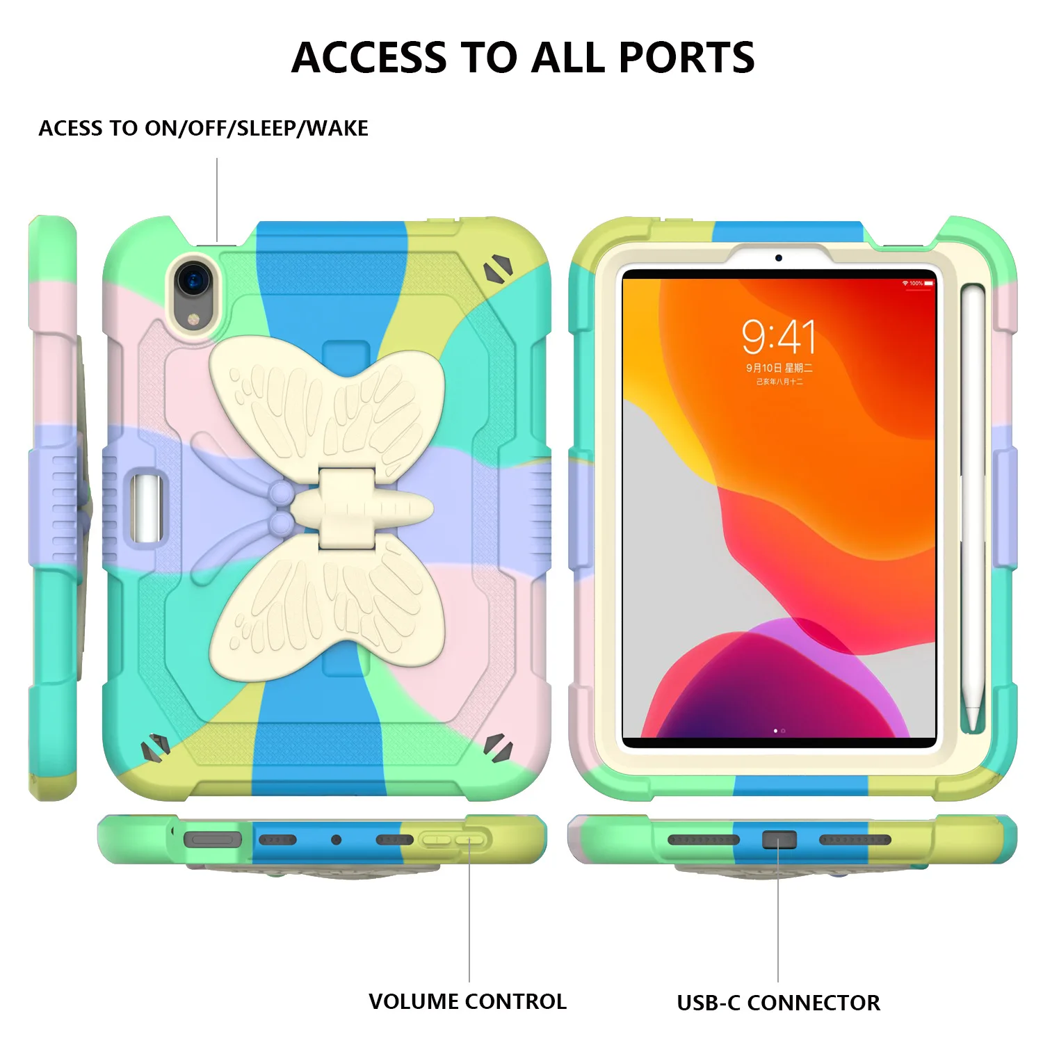Heavy Duty Shockproof Protective Case for IPad Mini 6 2021 Lightweight Shockproof Handle Stand Rugged Cover