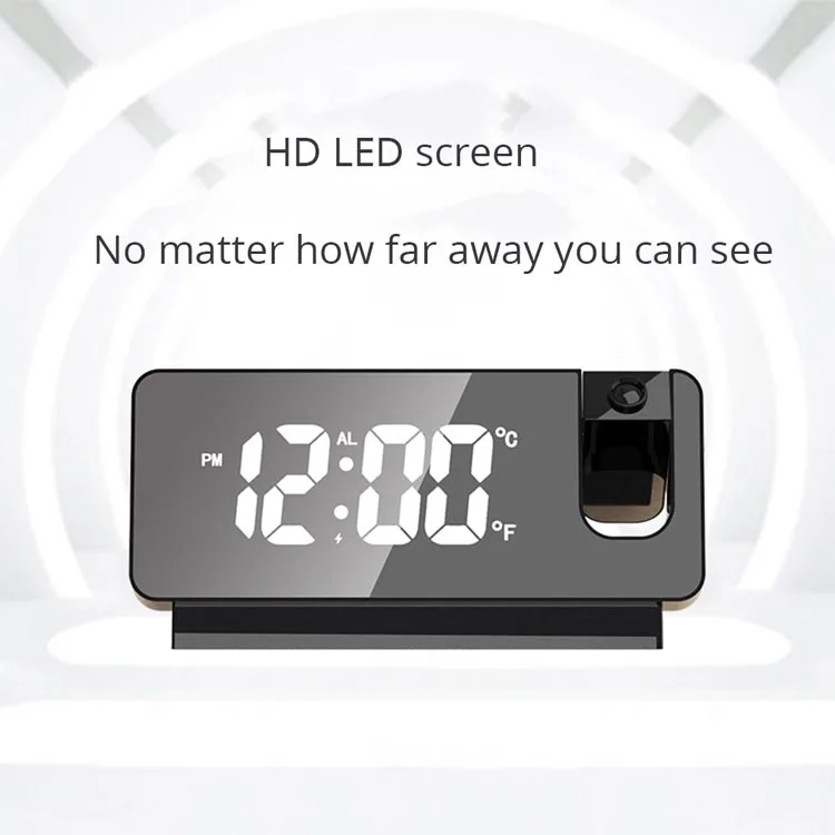 Factory Direct Selling Mirror  Projection Large Character  Student Desk Table Alarm Clock