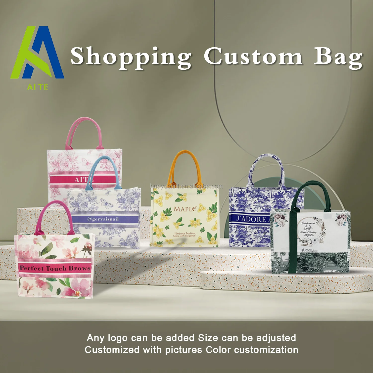 Factory Wholesale Custom Vintage Floral Design Canvas Tote Bags with Heat Transfer Printing for Shopping & Gifts details