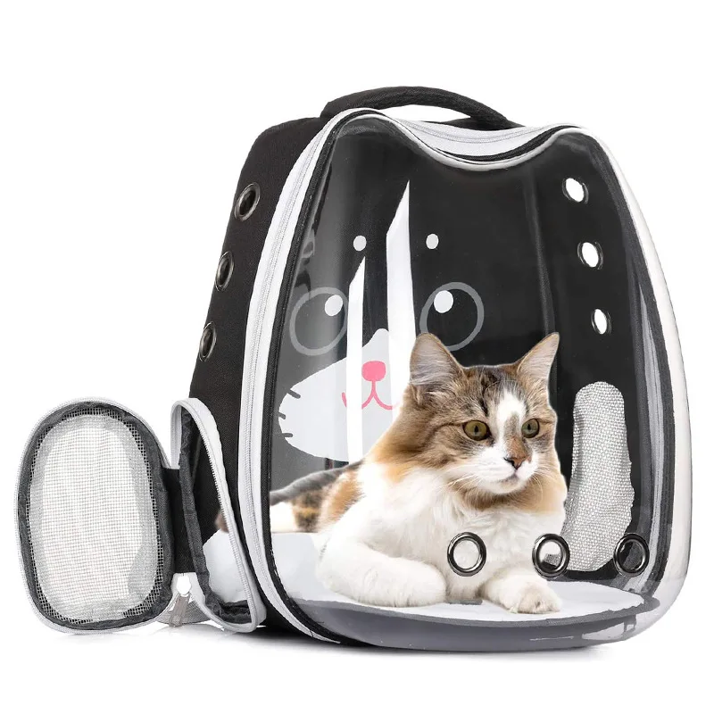 Factory Supply Cat Backpack Large Space Stylish Cat Capsule Transparent Bag High Quality Pets Carrier Portable Bags Kitten