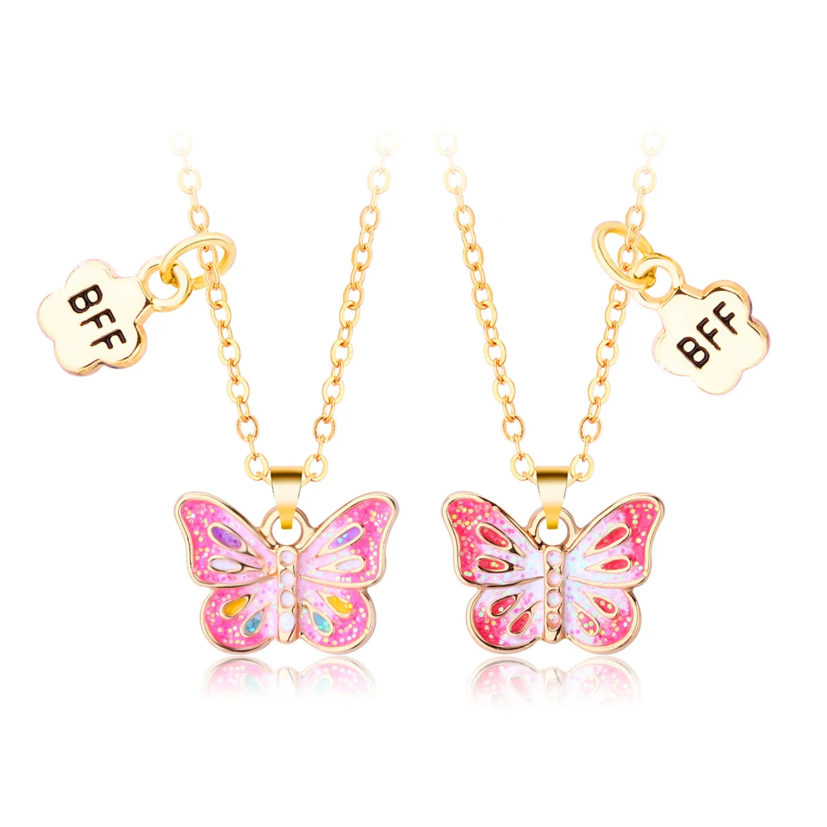 Wholesale Cartoon Children Butterfly Necklace BFF Good Friend Good Friend Necklace Alloy Pendant Set Necklace