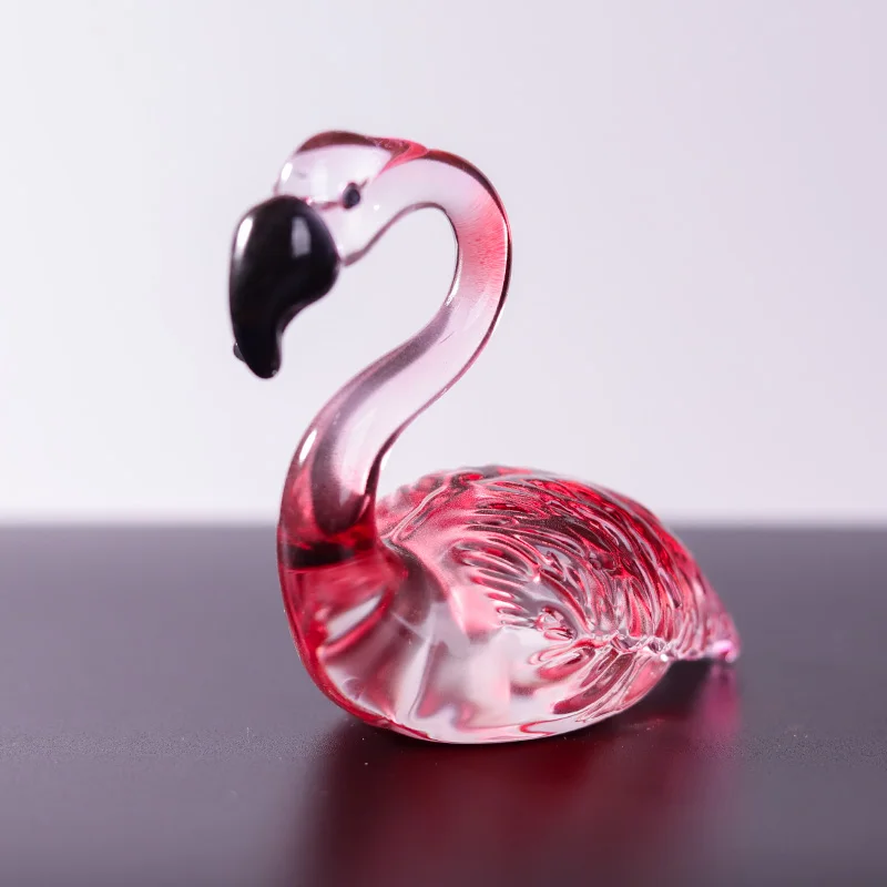 Gros pas cher, flamant rose exquis et réaliste, ornements de vacances, vie quotidienne, décorations de bureau en cristal verre