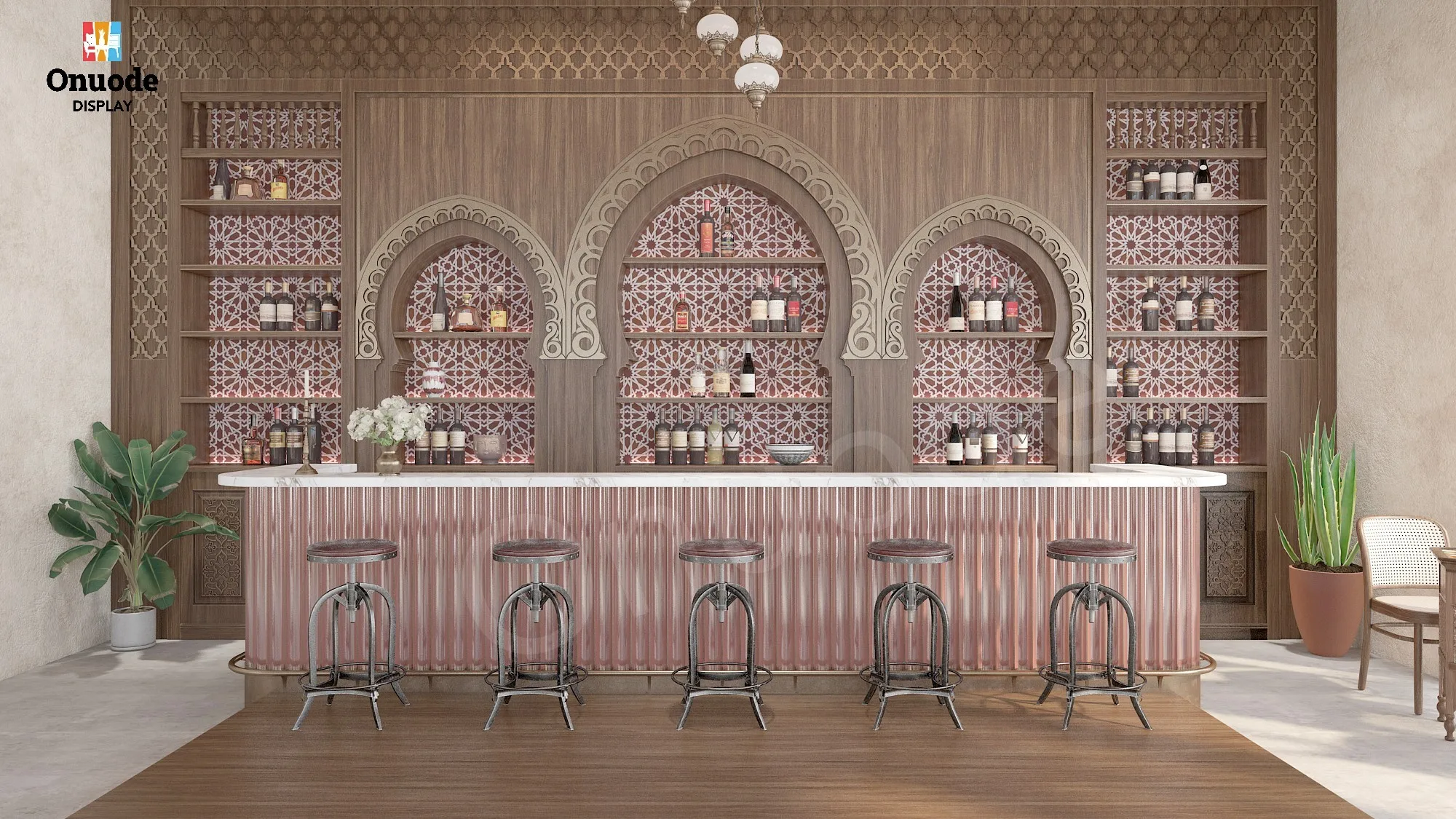 Elegant Design Wood Cafe Bar Counter Showcase for Enhancing Your Wooden Interior