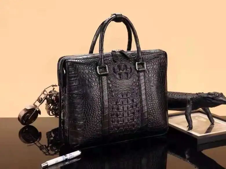 100% genuine crocodile leather skin briefcase men laptop bag