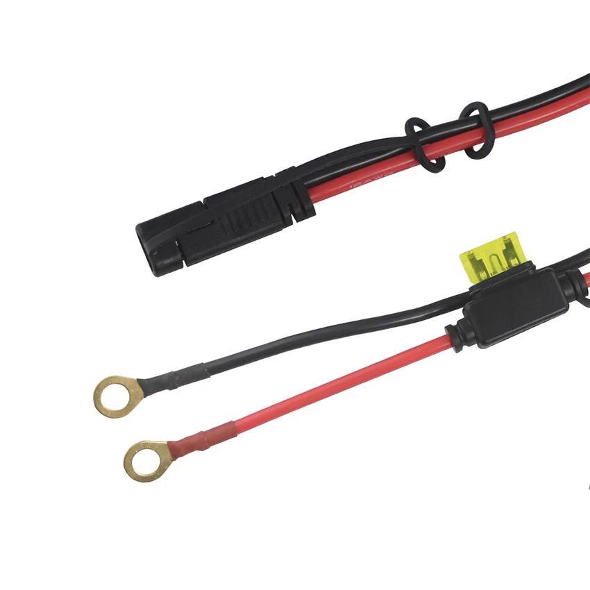 12AWG SAE to O Ring Terminal Harness Wire 15A Fuse Eyelet PVC Insulation for Motorcycle Home Appliance Extension Charge Cords