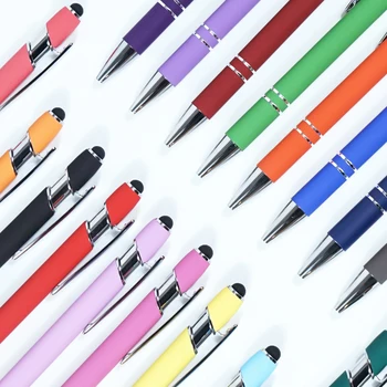 2024Gift Customized Logo Promotional Ball Pen Slim Metal Body Black & White 0.7 mm Twist Ballpoint Novelty Banner Pen