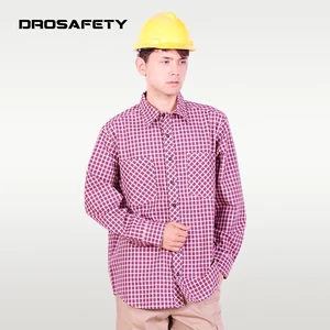 OEM Technician NFPA 2112 Fire Proof 100% Cotton Work Clothes Flame Resistant Checkered Shirts
