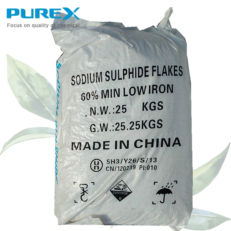 Leather and Mining Industry Sodium Sulphide 60% Yellow Flakes