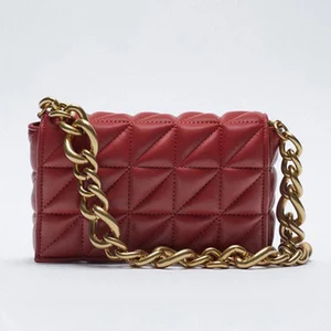 Wholesale Red Quilted PU Leather Gold Chain Shoulder Sling Bag Ladies Handbag Purse for Women