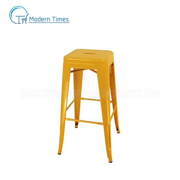 Цветной металлический барный стул с открытой спиной высотой 75