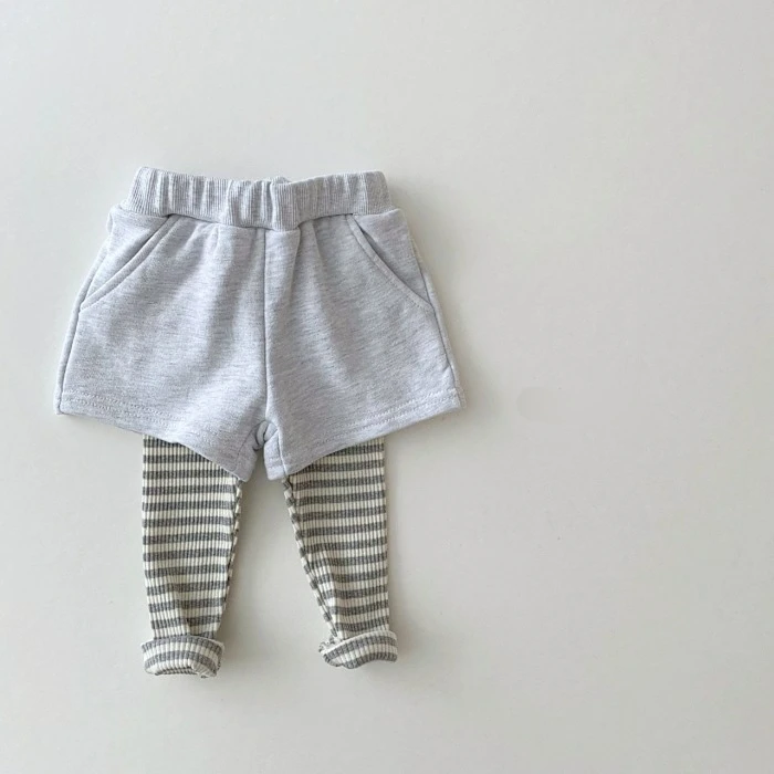 Baby suit candy color round collar French loop fake two pairs of pants