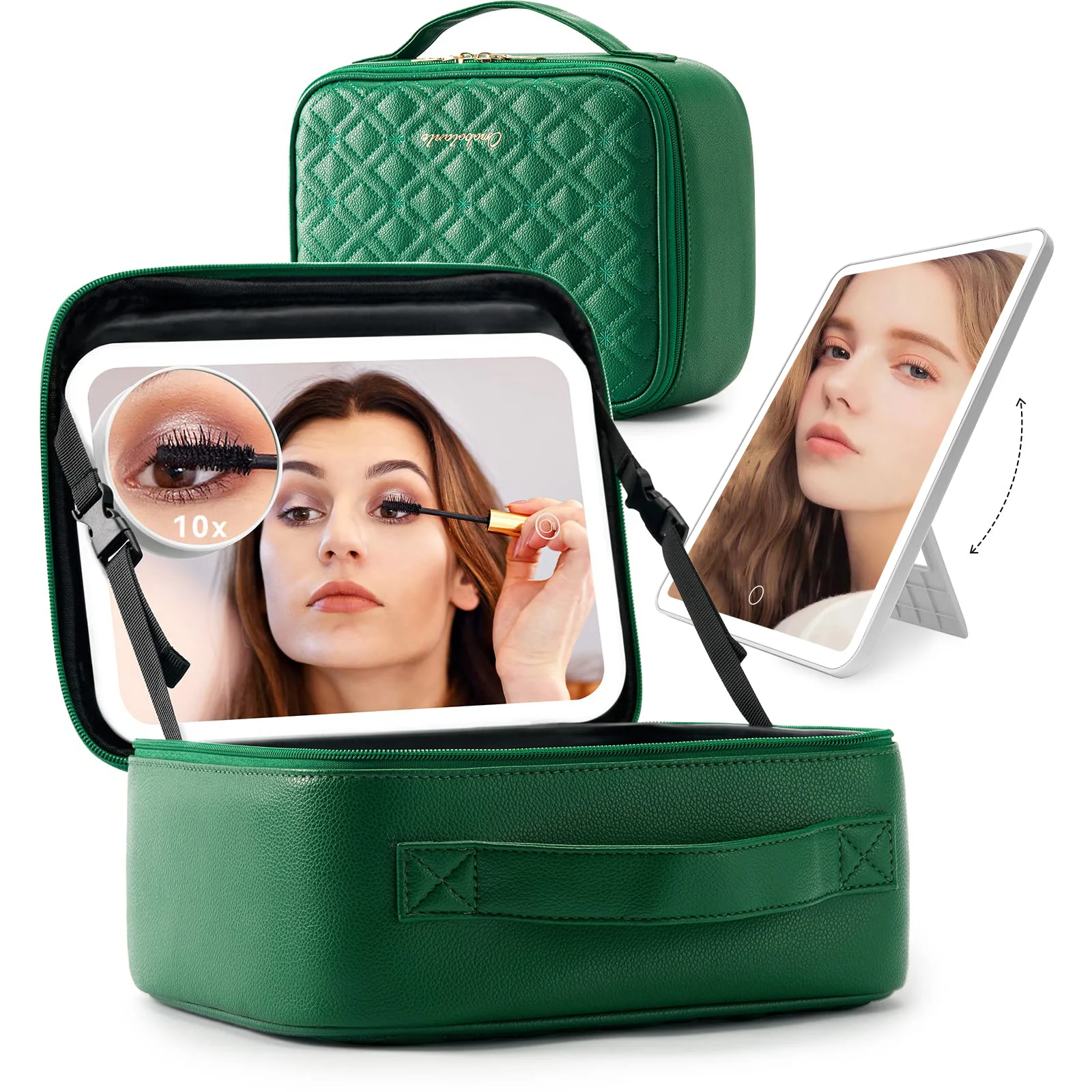 Custom Professional Storager Cosmetic Waterproof Leather Light Up