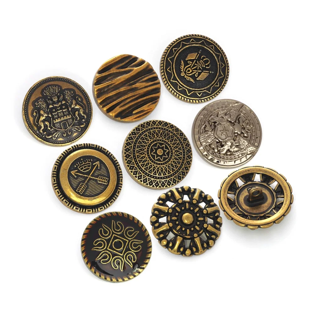 Custom Vintage Fleur De Lis Blazer Gold Uniform Coat Buttons Zinc Alloy Plating Technique Suit Sewing Shank Button for Sale
