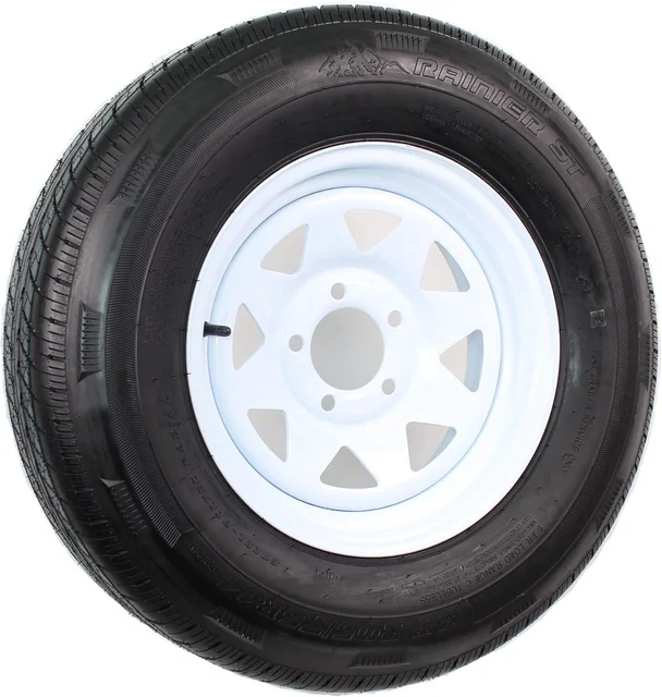 Trailer White Spoke Wheel Set  5 Lug Steel Trailer Tire Wheel Assembly