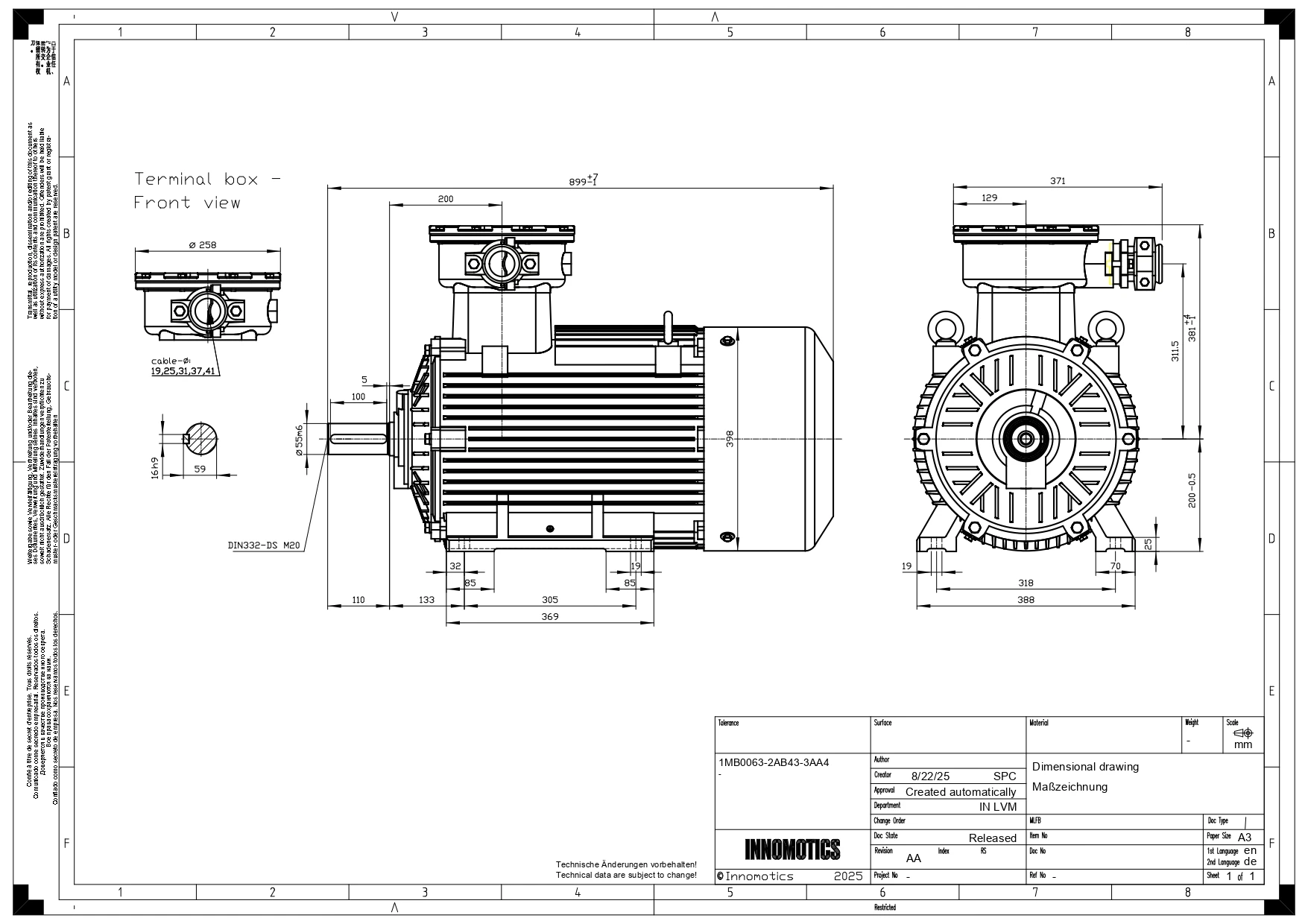 INNOMOTICS XP 1MB0063-2AB4 Dust Explosion-Proof Motor 30 kW (200L ...