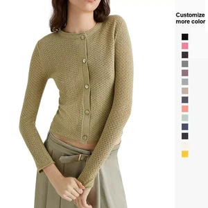Custom OEM ODM  Long Sleeves Autumn Cardigan De Mujer Ladies Casual Knit Sweater Femme for Women