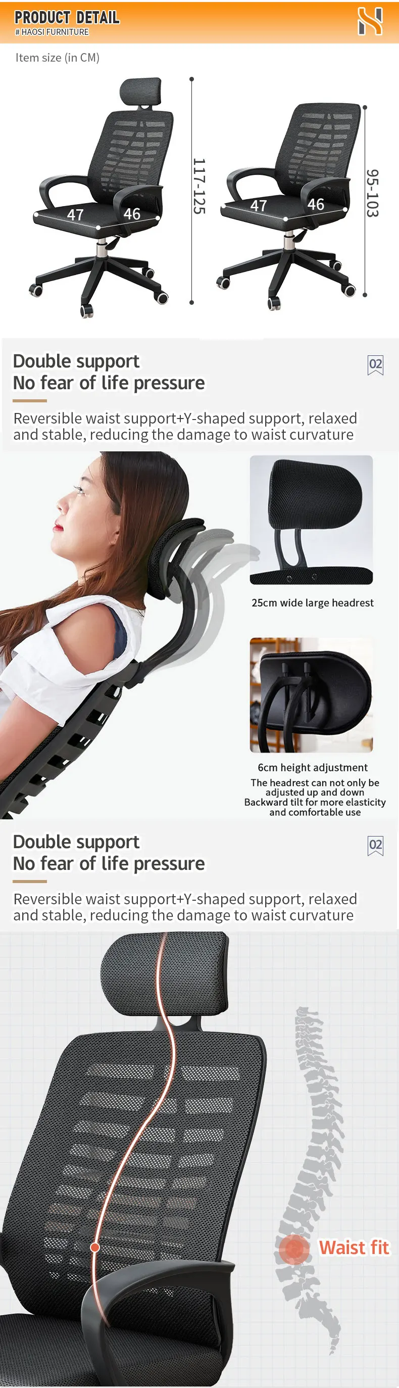 Haosi Factory Price Modern Olx Office Chair Furniture Ergonomic Chair