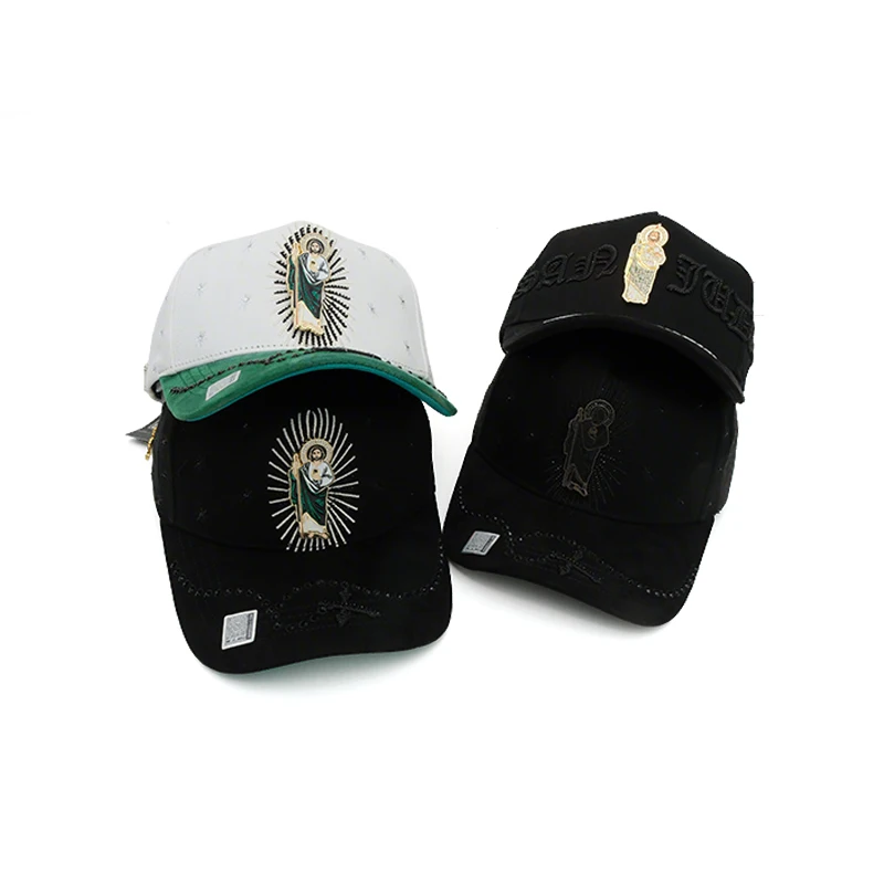 high quality Hot Selling San Judas metal Embroidery logo Rhinestone Adjustable unisex Baseball Cap for man women