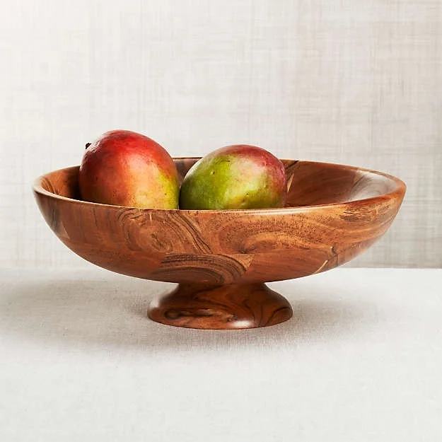 round wooden fruit bowl 10 inch acacia wood fruit serving bowl