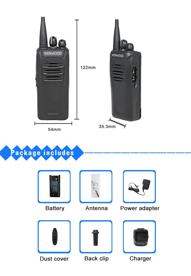 Original Kenwood NX-340 UHF 400-470 MHz digital walkie talkie 5W 32 channels long range two way radio