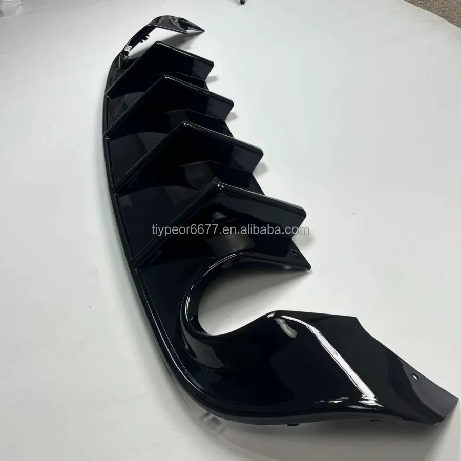 product tiypeor rear bumper diffuser lip for dodge charger 2015  2023 rt auto bumper diffuser abs plastic back lip accessory gloss black-4