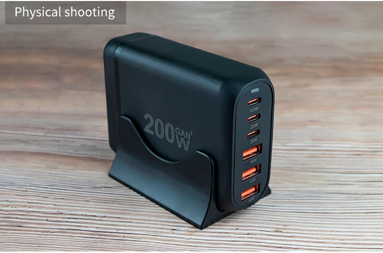 200W USB C充电器C型PD 100W GaN快速充电多6端口台式机充电器站,适用于iPhone iPad平板电脑和笔记本电脑