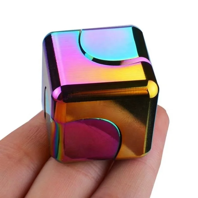 Unisex Antistress EDC Fingertip Desktop Stress Relieve Cube Metallic Anti-Anxiety Focusing Spinner Fidget Toy