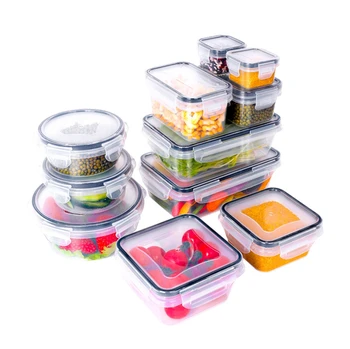 BPA-Free Transparent Plastic Airtight Kitchen Food Storage container set Pantry Storage boxs set with Lids