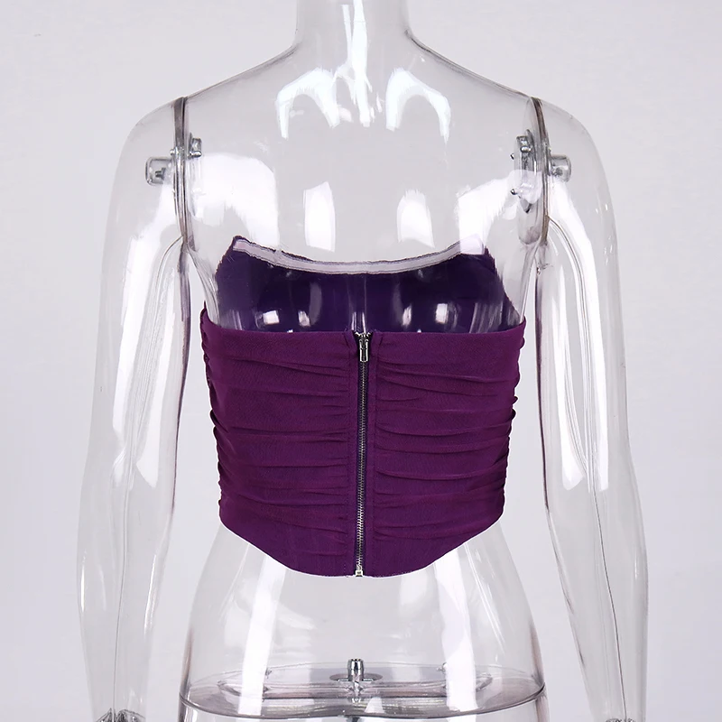 Sheer Mesh Boned Corset Women Cropped Tops Strapless Ladies Tank Top