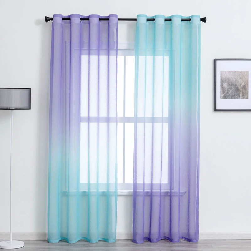 Amazon Best Sale Custom Gradient Sheer Curtains Wholesale Voile Sheer 