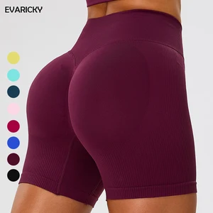 Women's Gym Yoga Shorts Seamless Scrunch Butt Design Elastic Waist Print Pattern Wholesale Sportswear Shorts for Biker Workout