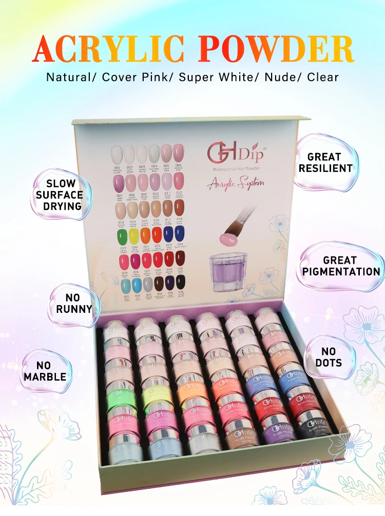 36 Basic Colors 1.5oz Acrylic Powder Set for Nail Powder Acrylic System ...