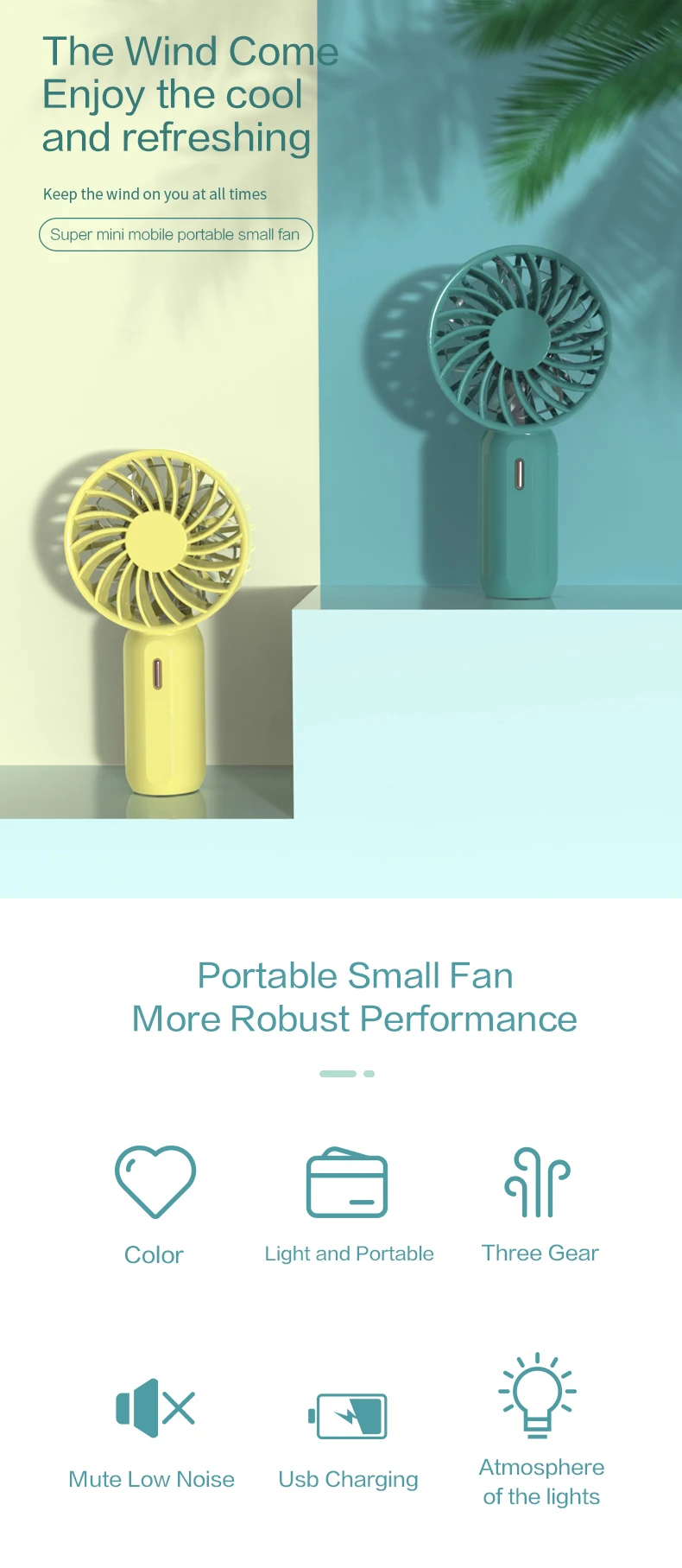Pink Handheld Usb Fan, Portable, LED - detail 2