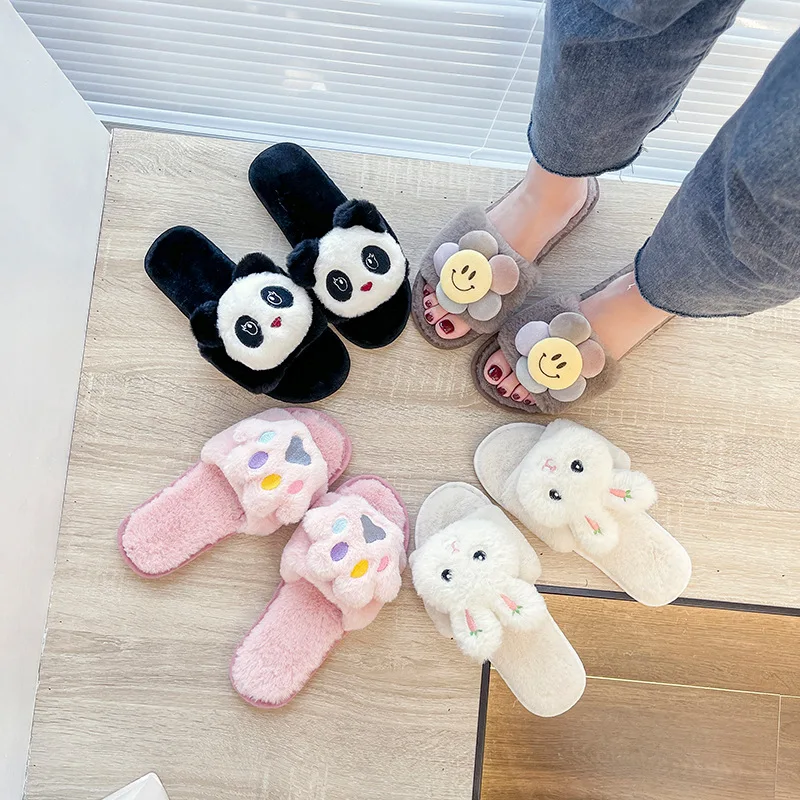 Wholesale Winter Women's Fur Plush Soft for Cute Fashion Warm Fluffy TPR Sole New Style
