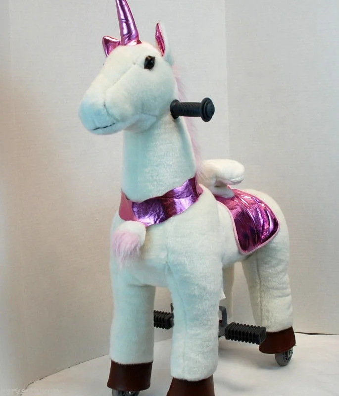 Chrisha Playful Plush Unicorn Rocking Horse Handles Fun Safety